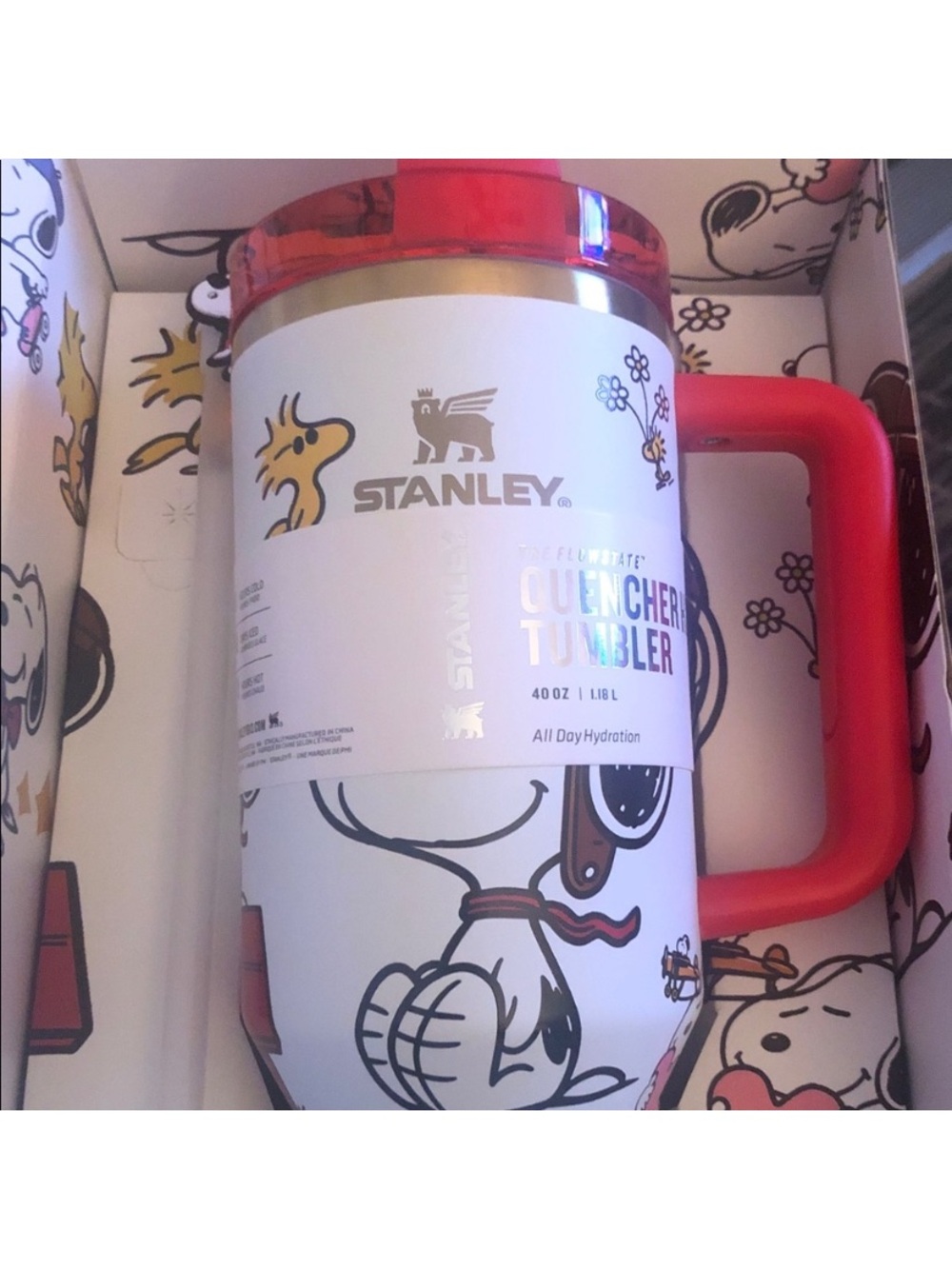 Stanley White and Red Peanuts Graphic Quencher Tumbler